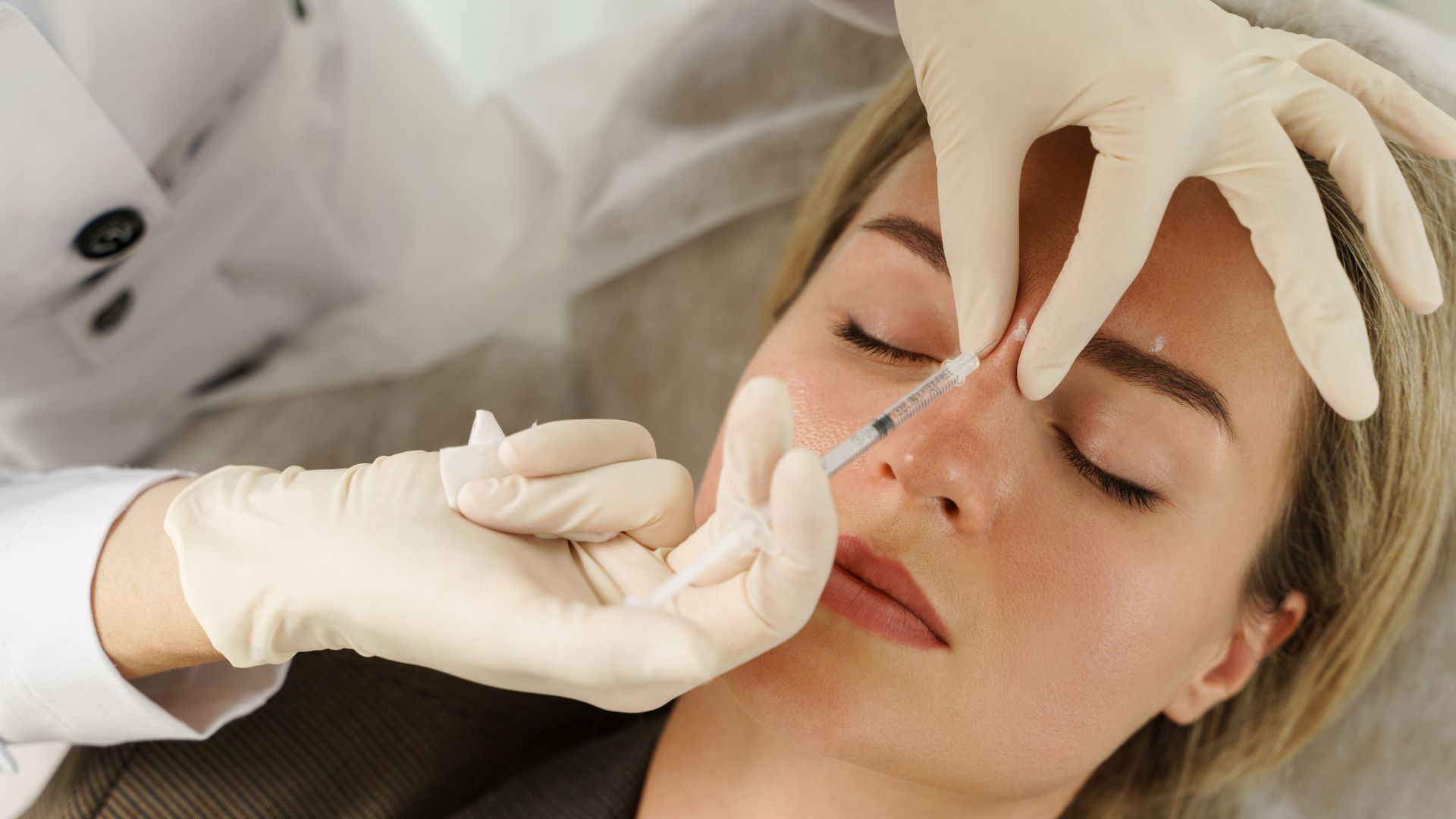 Woman receiving anti wrinkle injections